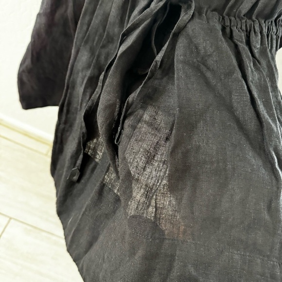 Brochu Walker Black St. Tropez Waist Chest Tie Eyelet Collar Oversized Dress M - Picture 7 of 14